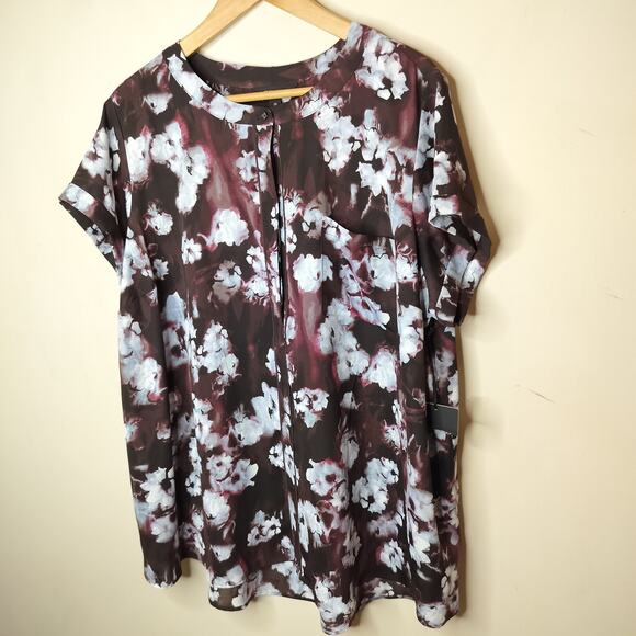 Simply Vera Wang Floral Blouse Dark Romantic NEW - Picture 5 of 10